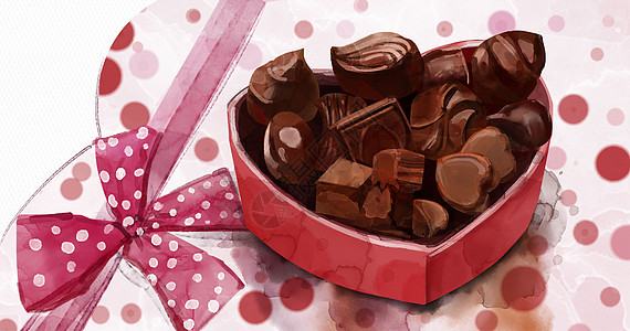 巧克力插画美味心形巧克力高清图片