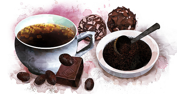 心形巧克力咖啡巧克力插画插画