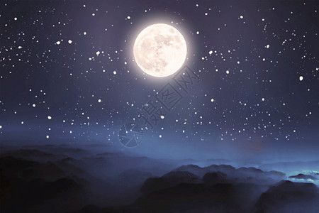 夜空中的月亮图片素材 正版创意图片 摄图网