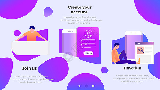 蓝紫色商务风网页元素插画图片