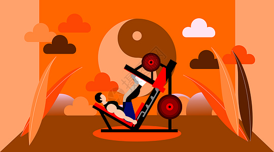 健身房系列-腿部力量扁平矢量插画图片