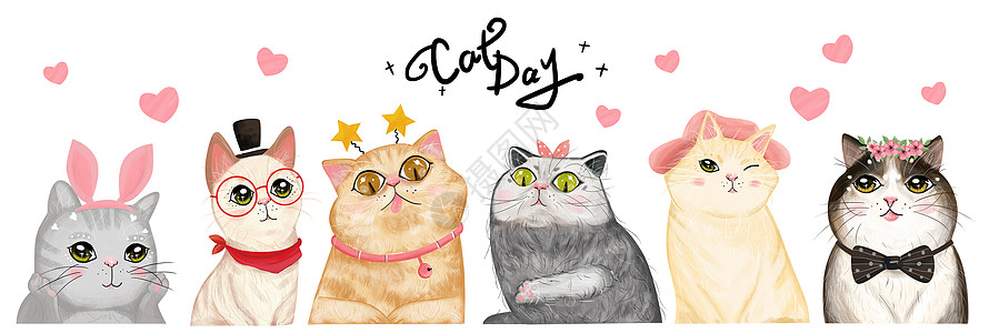 卡通可爱动物欧式猫咪插画