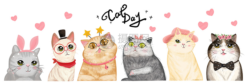 欧式猫咪插画图片下载 正版图片 摄图网
