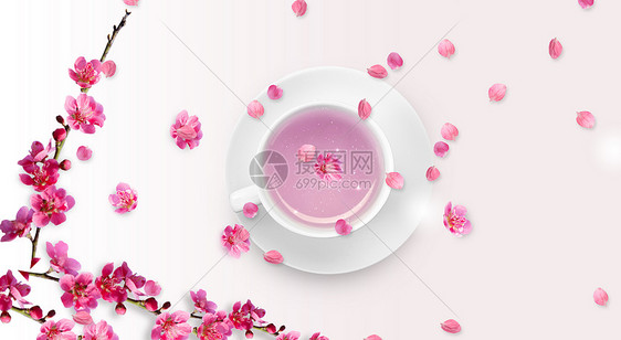 粉红桃花茶杯组合图片