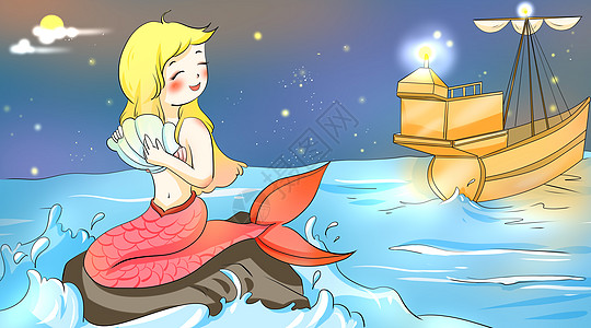 海的女儿美人鱼 插画高清图片