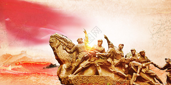 长征冲锋雕塑抗战胜利纪念日设计图片