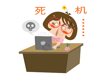 木木酱卡通形象电脑死机配图图片素材