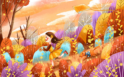 秋天雨傘卡通高清图片