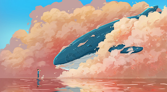 云层中的鲸鱼图片