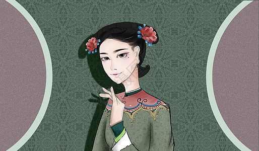 古风清朝宫廷女性背景图片