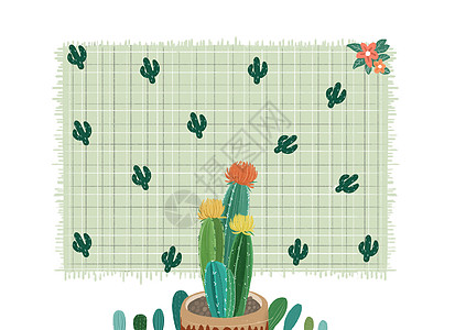 仙人掌植物手绘背景图片