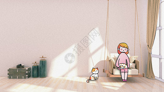 假日阳光与猫咪创意摄影插画图片