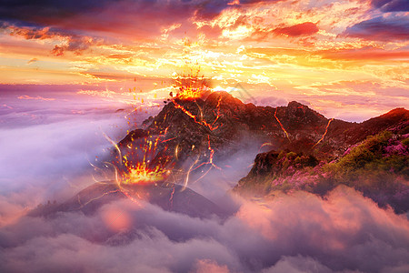 岩石魔幻火山场景设计图片