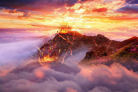 魔幻火山场景背景图片