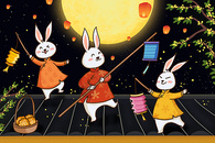 兔子提灯笼庆中秋图片
