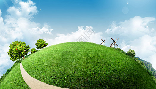 绿色环保背景创意生态地球设计图片