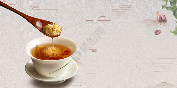 干玫瑰花茶红枣养生背景设计图片