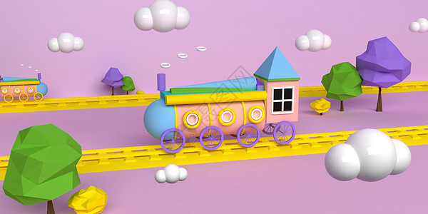 儿童火车模型场景背景图片