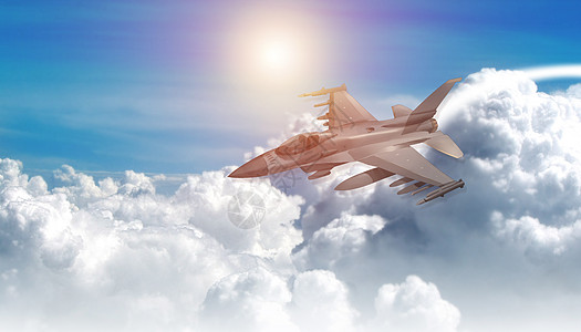高空云层中飞行的战斗机图片