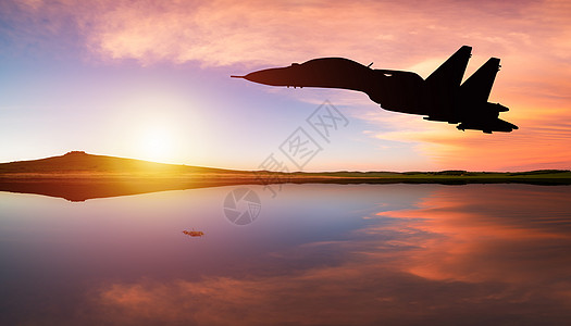 夕阳中战斗机背景图片