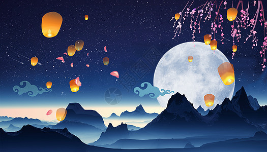 中秋赏月背景图片