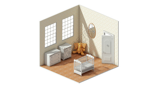 卧室镜子住宅室内模型设计图片