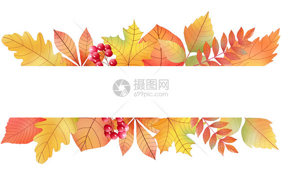 秋天水彩枫叶装饰框图片