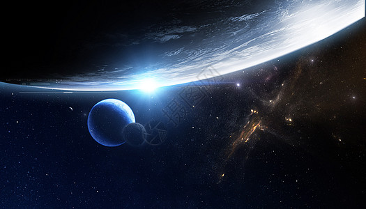 深邃宇宙行星蓝星球高清图片