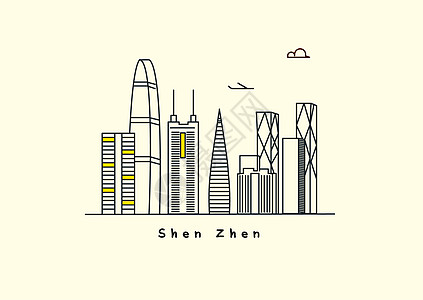 深圳城市景观插画背景图片
