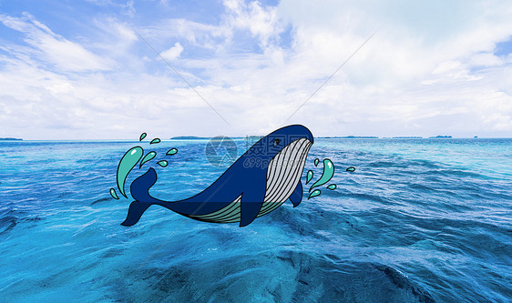嬉戏的鲸鱼创意摄影插画图片