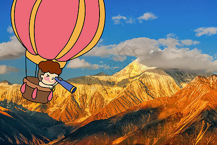 热气球旅行创意摄影插画背景图片