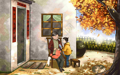 重阳节老人和猫高清图片
