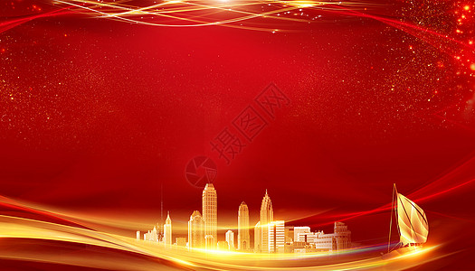 喜庆背景周年红绸带高清图片