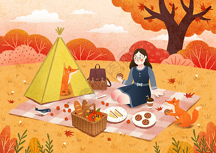 秋分赏枫野餐图图片