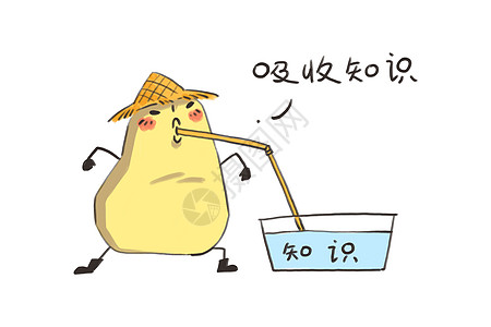 小土豆卡通形象吸收知识配图图片素材