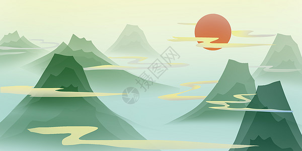 中国山水画背景图片
