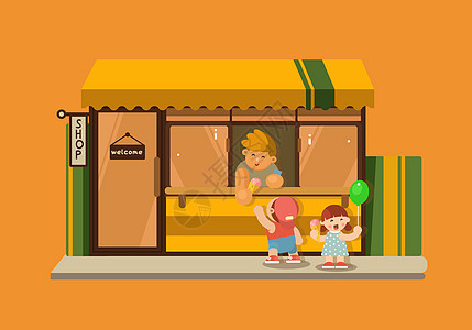 广西北海街景街角的便利店插画