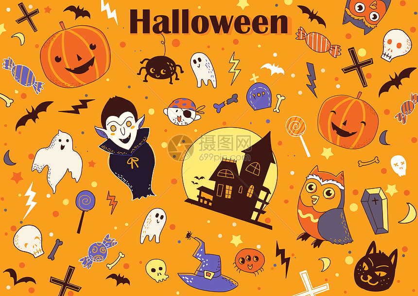 万圣节背景素材插画图片下载-正版图片400699351-摄图网