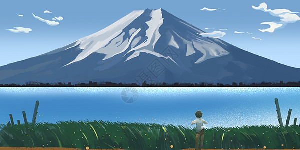 富士山插画图片