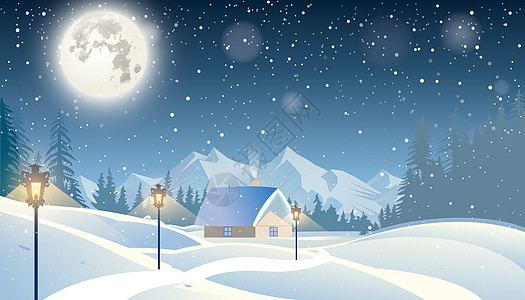 冬季插画雪天行人高清图片