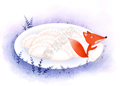 饺子美食插画图片