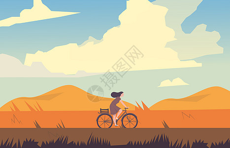 秋天里的自由骑行背景图片