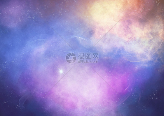 彩色星云星空银河插画图片