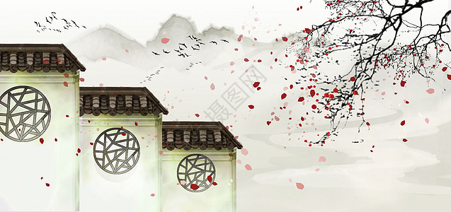 中国风徽式建筑背景图片