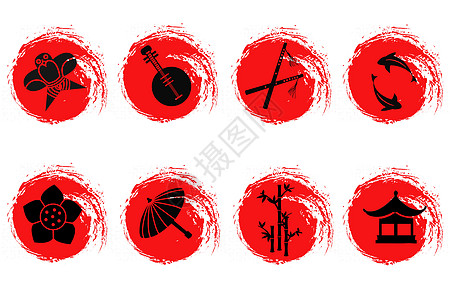 中国风icon中国风元素插画