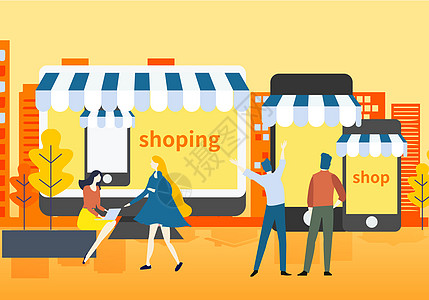 25D扁平化移动支付购物节电商网上购物图片