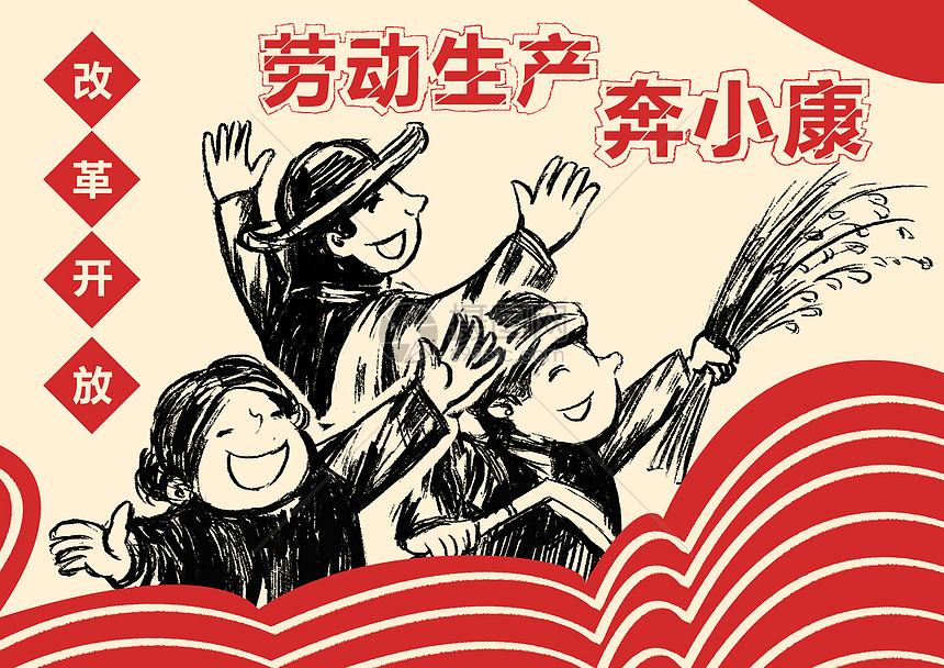 劳动生产奔小康大字报