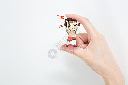 债务压力创意摄影插画  被手指挤压的小人插画