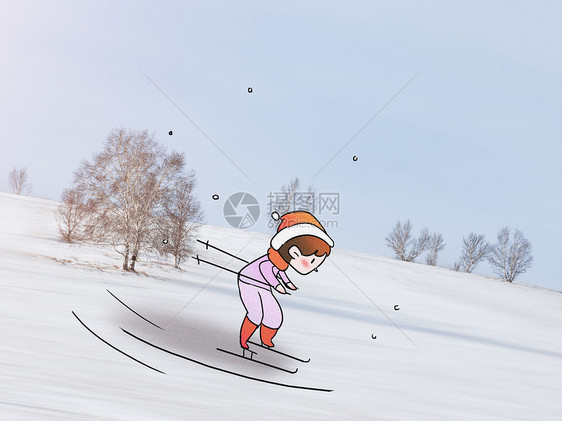滑雪吧创意摄影插画图片