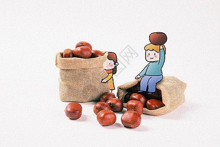 白底红薯粉一起吃板栗吧插画